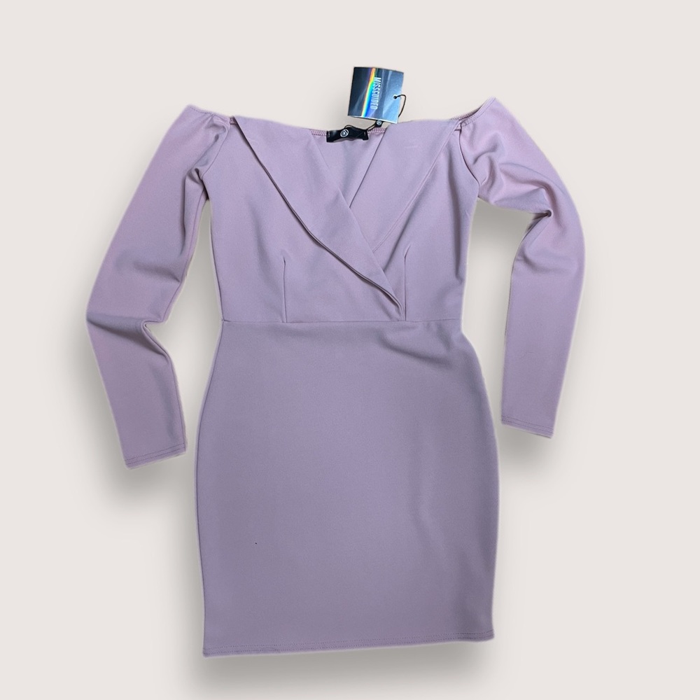 Missguided Off the Shoulder Fold Over Bardot Dress | US 6